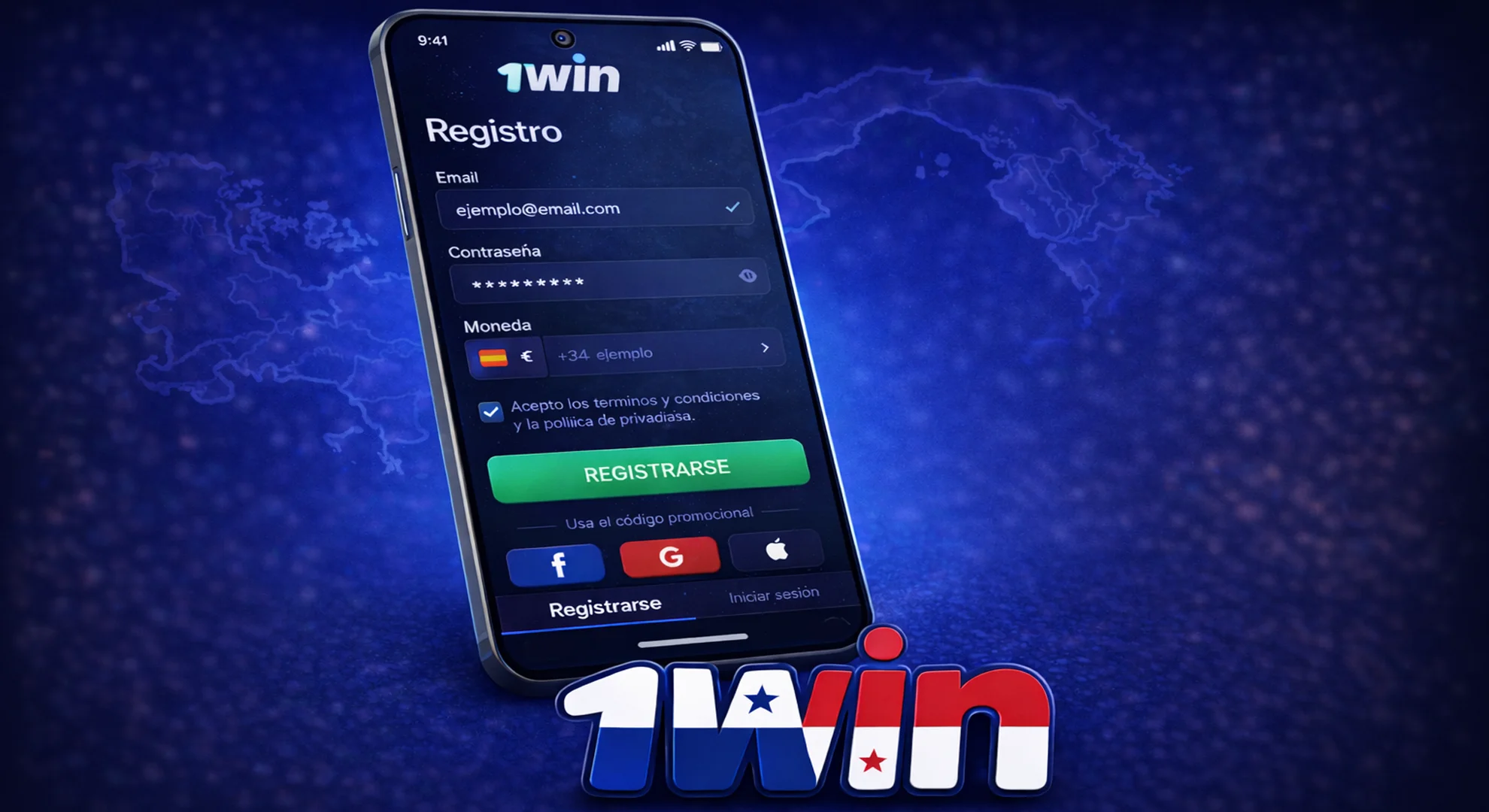 Registro a través de la aplicación 1win