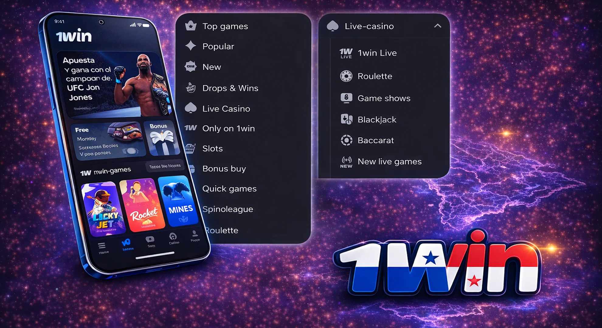 juegos en la app de 1win casino